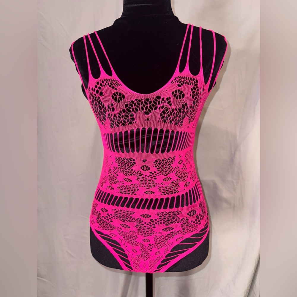 Mesh Hollow Out Teddy Body Suit - Picture 2 of 2